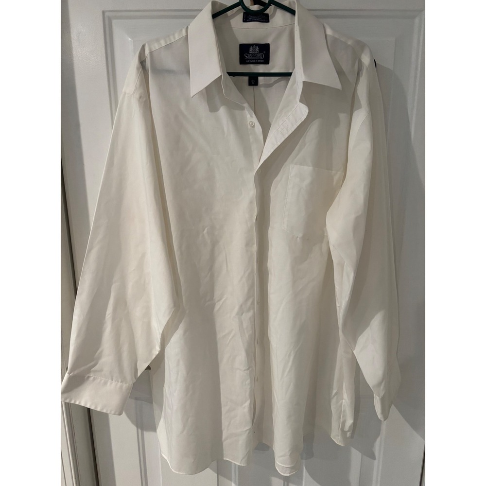 Stafford Wrinkle-Free Dress Shirt Office Work Interview‎ Classic 18 1/2 36